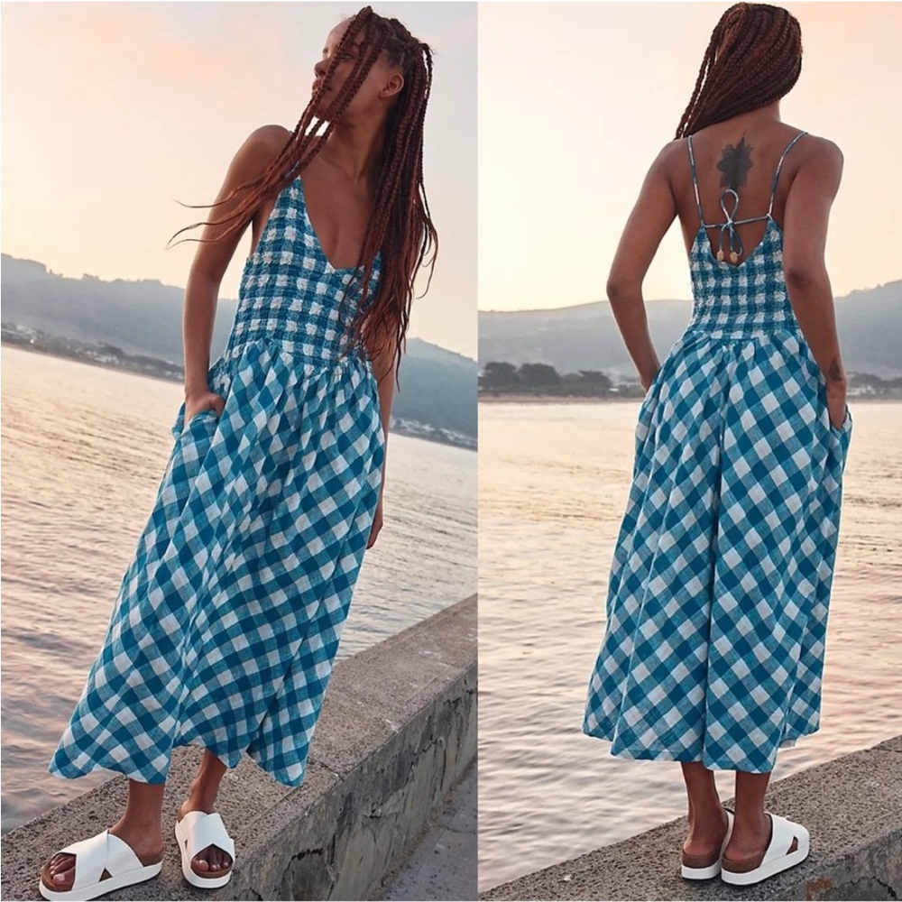 NWT Free People Vera Midi Dress Blue Size Large NEW
